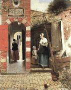 Pieter de Hooch, the courtyard of a house in delft